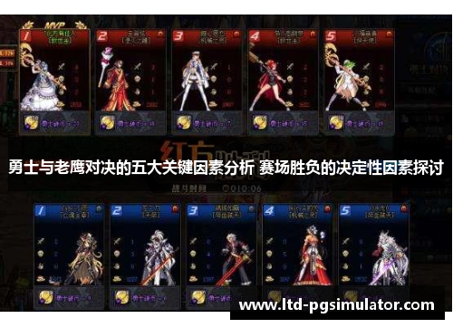 勇士与老鹰对决的五大关键因素分析 赛场胜负的决定性因素探讨