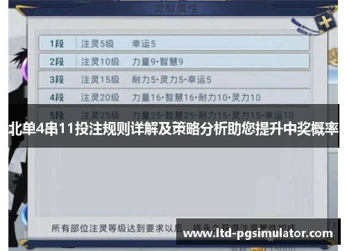 北单4串11投注规则详解及策略分析助您提升中奖概率